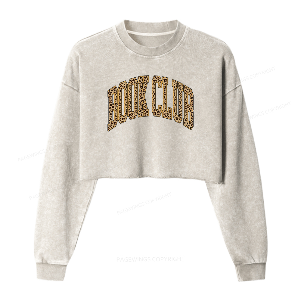 Pagewings Book Club Women Washed Crop Sweatshirt