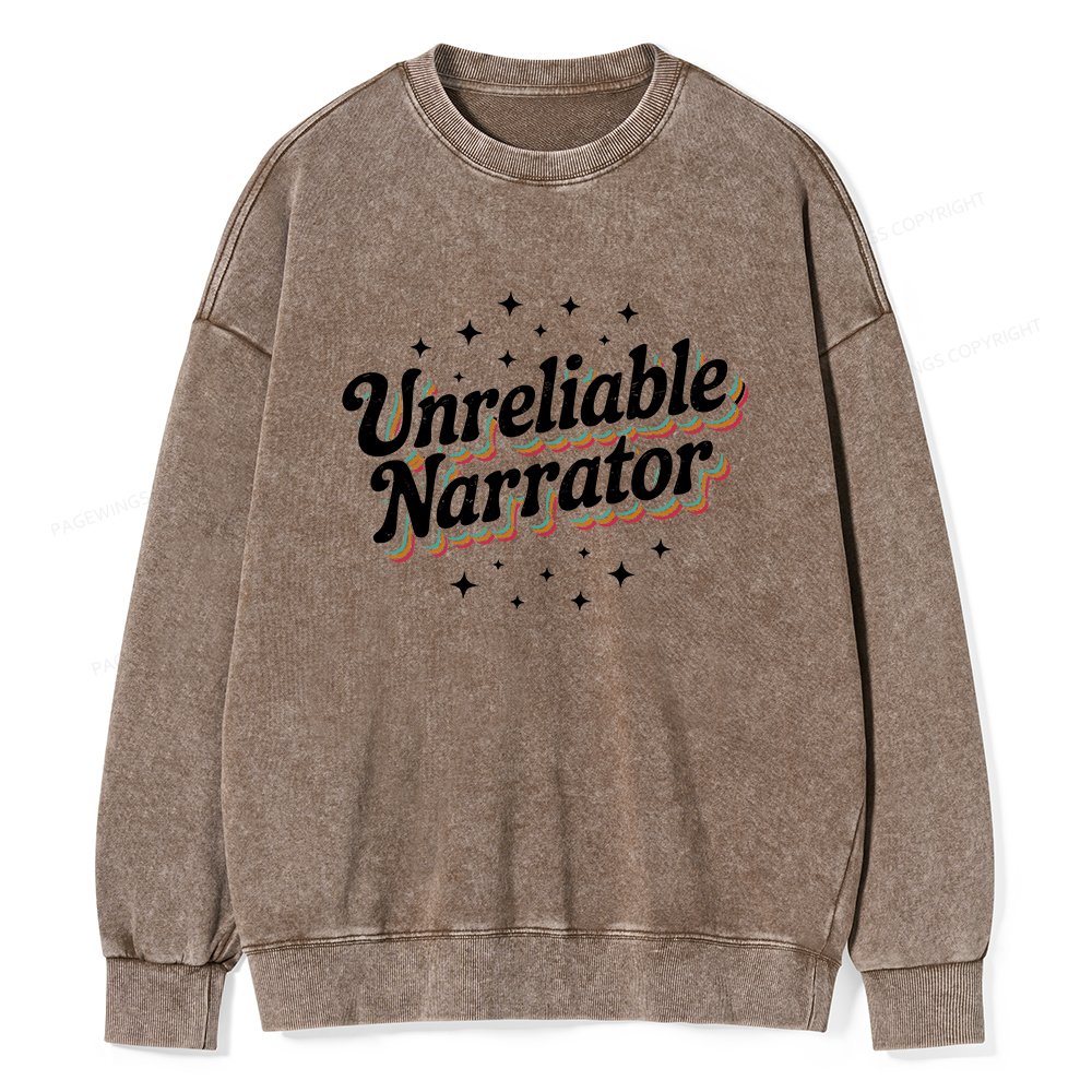 Pagewings Unreliable Narrator Unisex Washed Sweatshirt