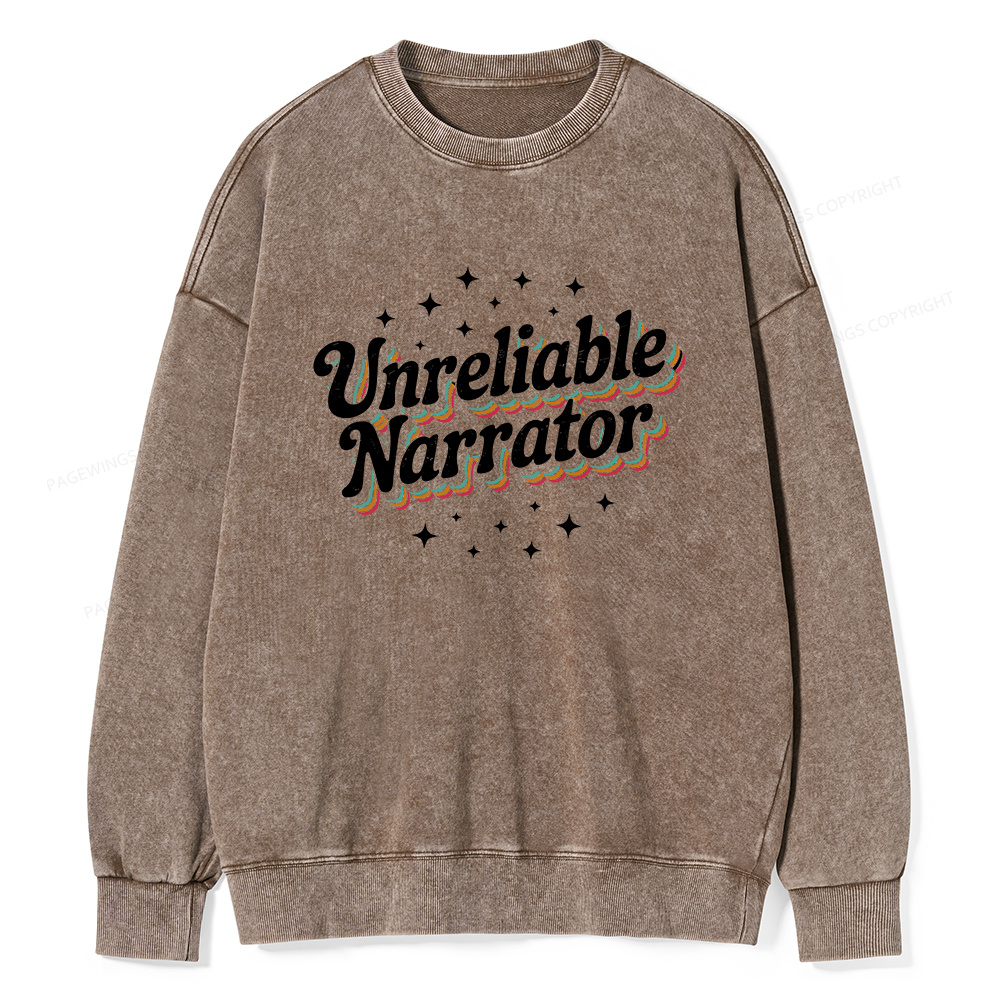 Pagewings Unreliable Narrator Unisex Washed Sweatshirt