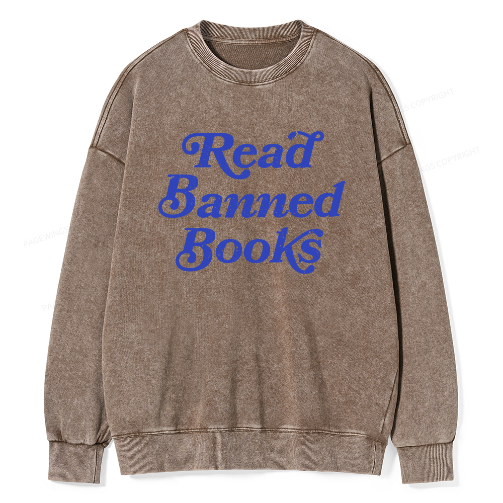 Pagewings Read Banned Books Unisex Washed Sweatshirt