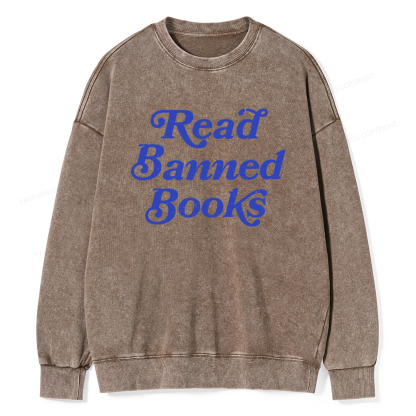 Pagewings Read Banned Books Unisex Washed Sweatshirt