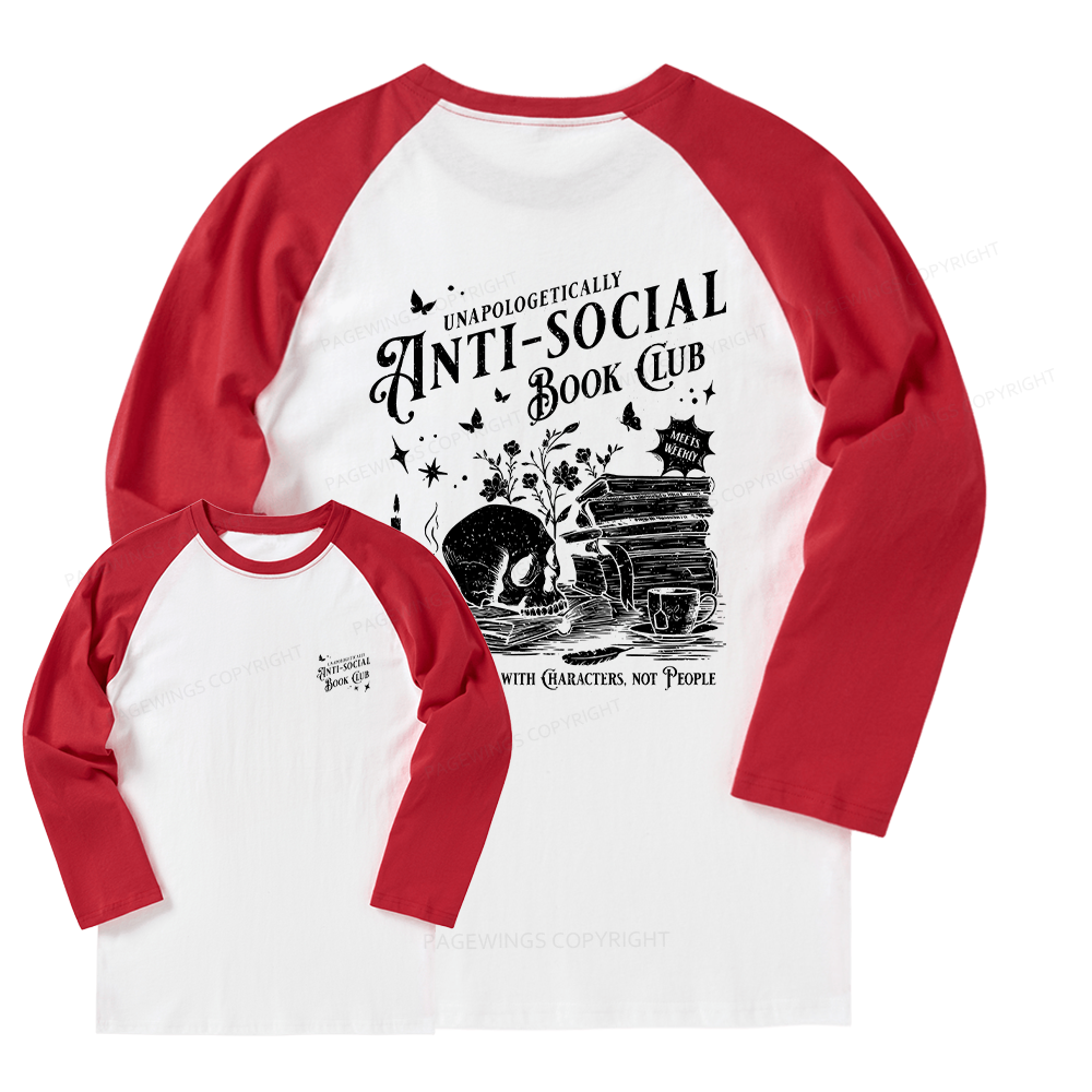 Pagewings Anti-social Book Club Comfort Colors Long Sleeve Raglan T-shirt