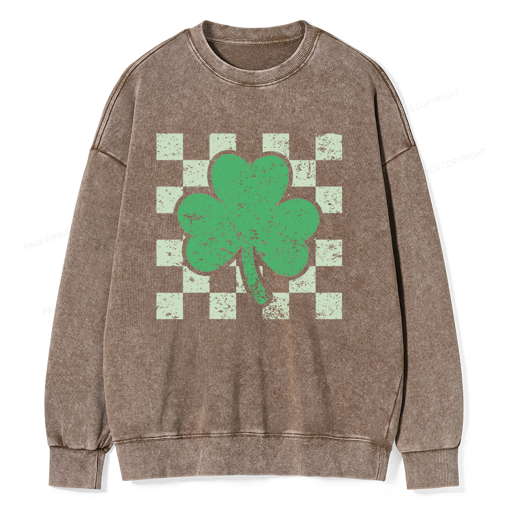 Pagewings St Patrick's Shirt, Shamrock Shirt Unisex Washed Sweatshirt