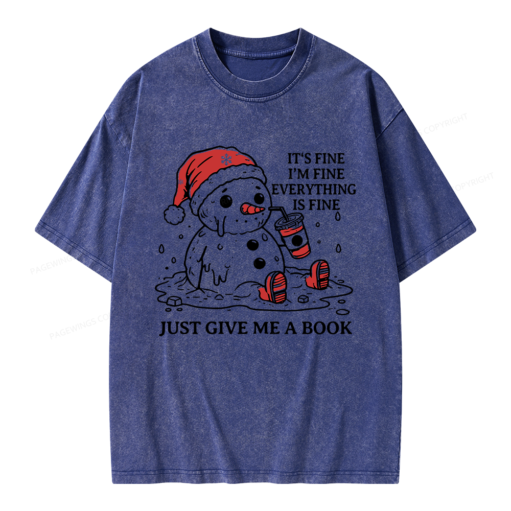Pagewings Just Give Me A Book Unisex Washed T-shirt