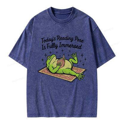 Pagewings Today's Reading Pose Is Fully Immersed Unisex Washed T-shirt