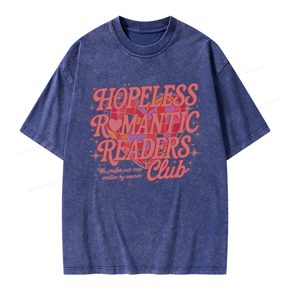 Pagewings Hopeless Romantic Readers Club Unisex Washed T-shirt