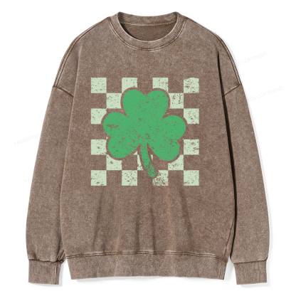 Pagewings St Patrick's Shirt, Shamrock Shirt Unisex Washed Sweatshirt