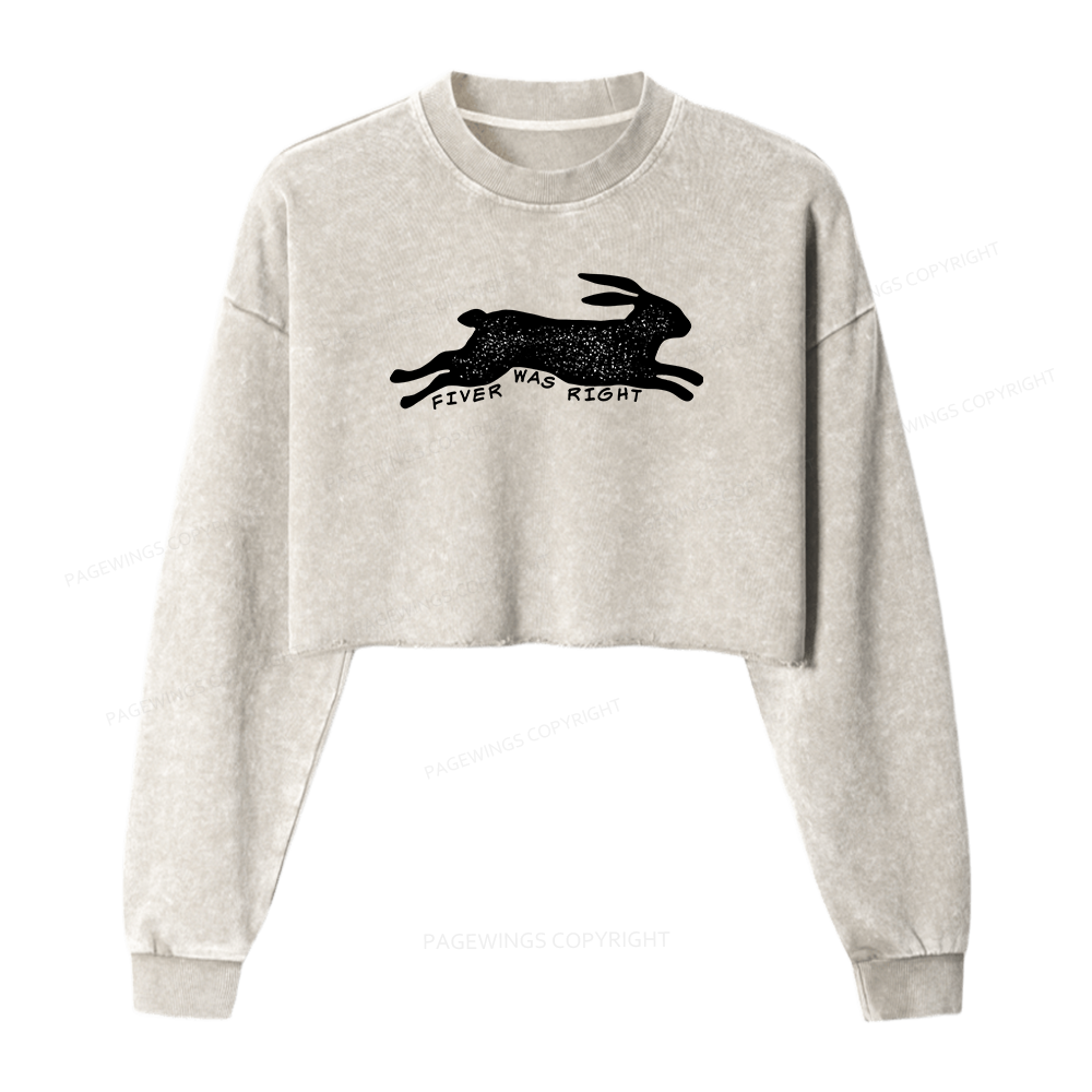 Pagewings Fiver Was Right Women Washed Crop Sweatshirt