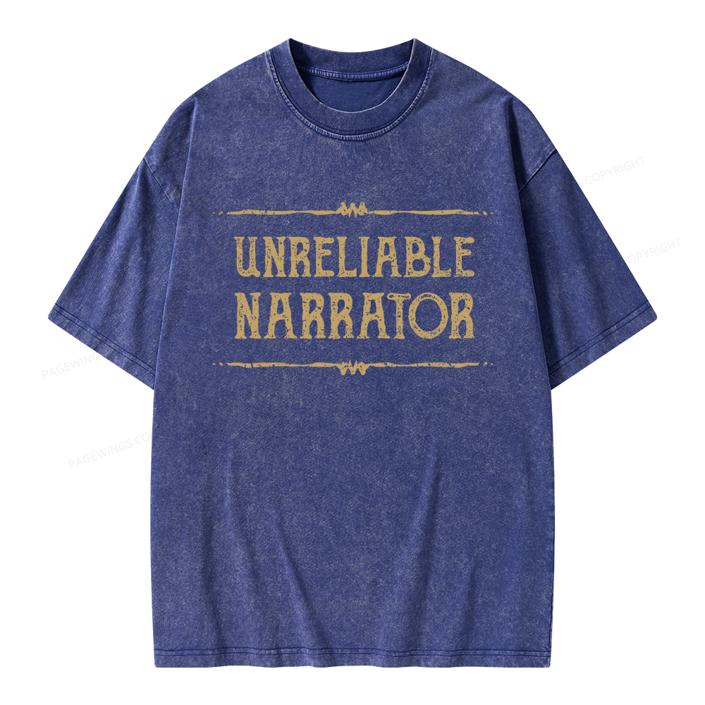 Pagewings Unreliable Narrator Unisex Washed T-shirt