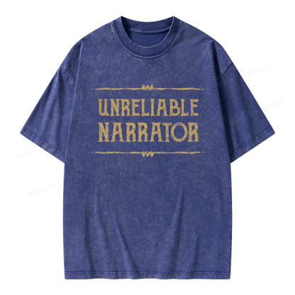 Pagewings Unreliable Narrator Unisex Washed T-shirt