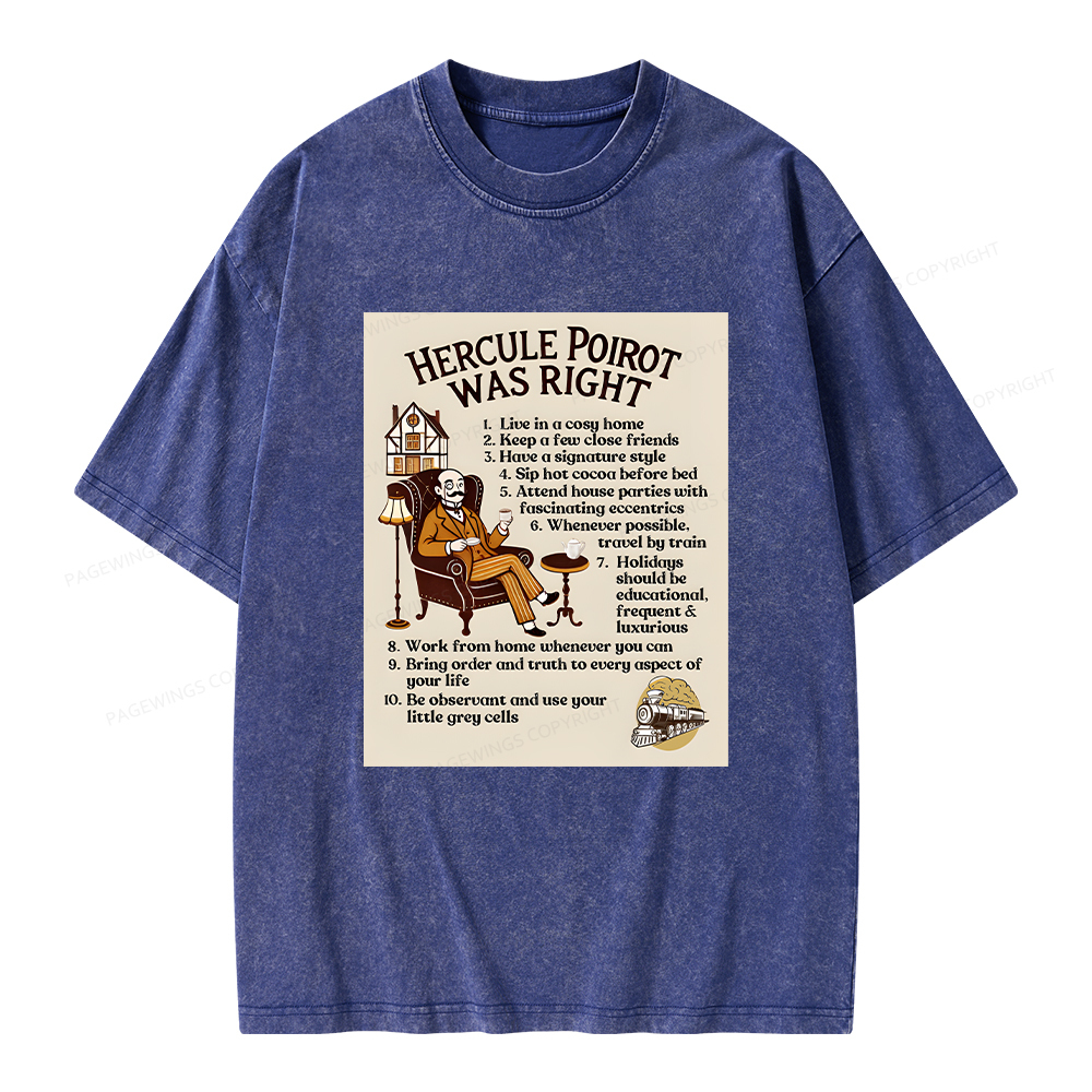Pagewings Hercule Poirot was Right Unisex Washed T-shirt