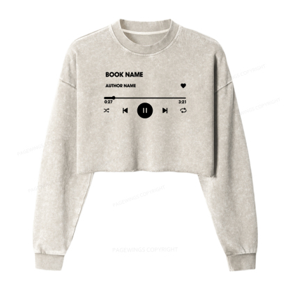 Pagewings Personalized Book Name Women Washed Crop Sweatshirt
