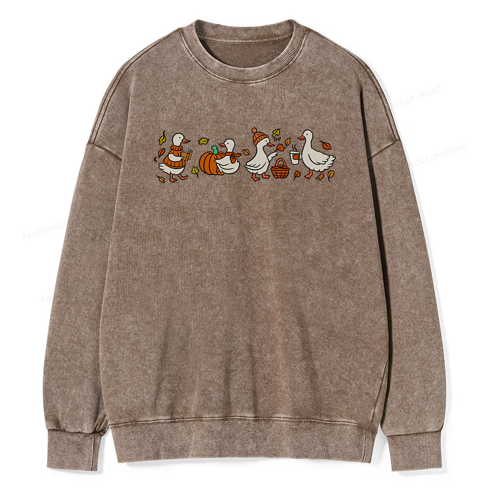 Pagewings Cozy Fall Thanksgiving Unisex Washed Sweatshirt