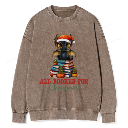 Pagewings Christmas Holiday Dragon Reader Unisex Washed Sweatshirt