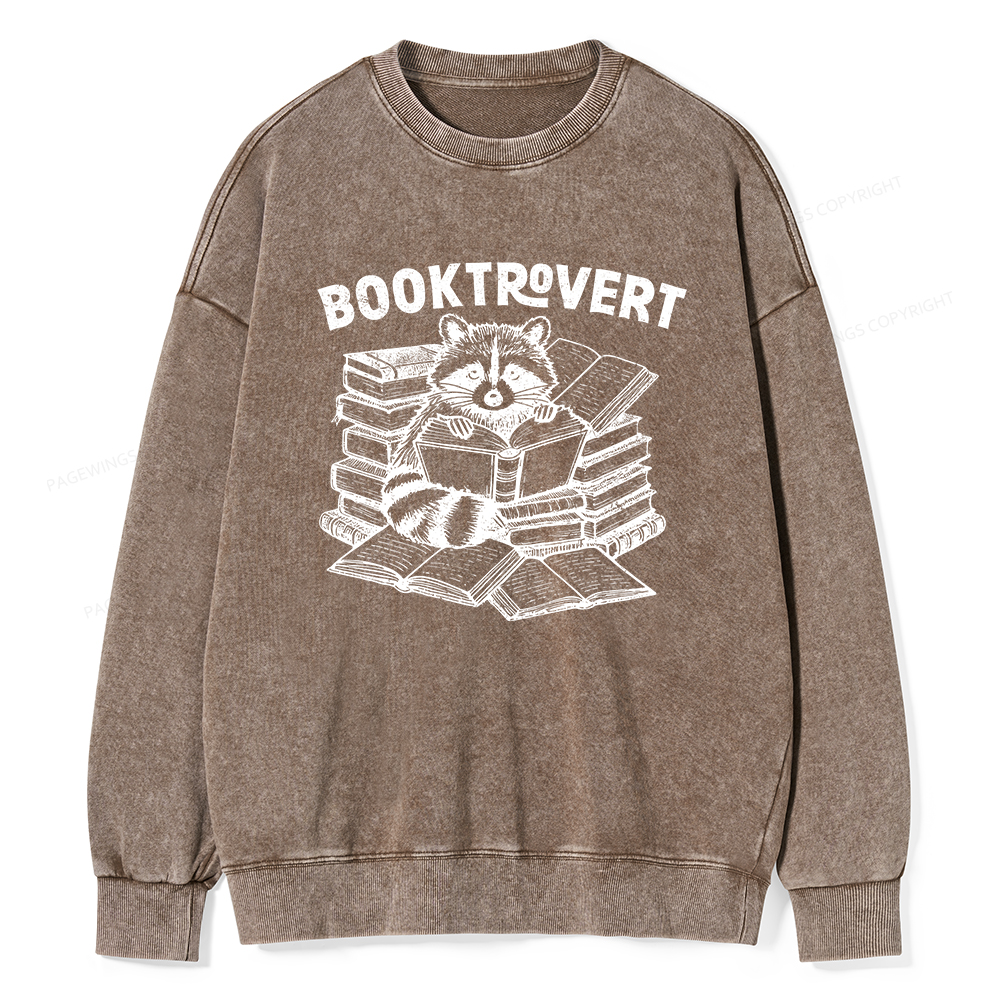 Pagewings  A Raccoon Reading Seriously Unisex Washed Sweatshirt