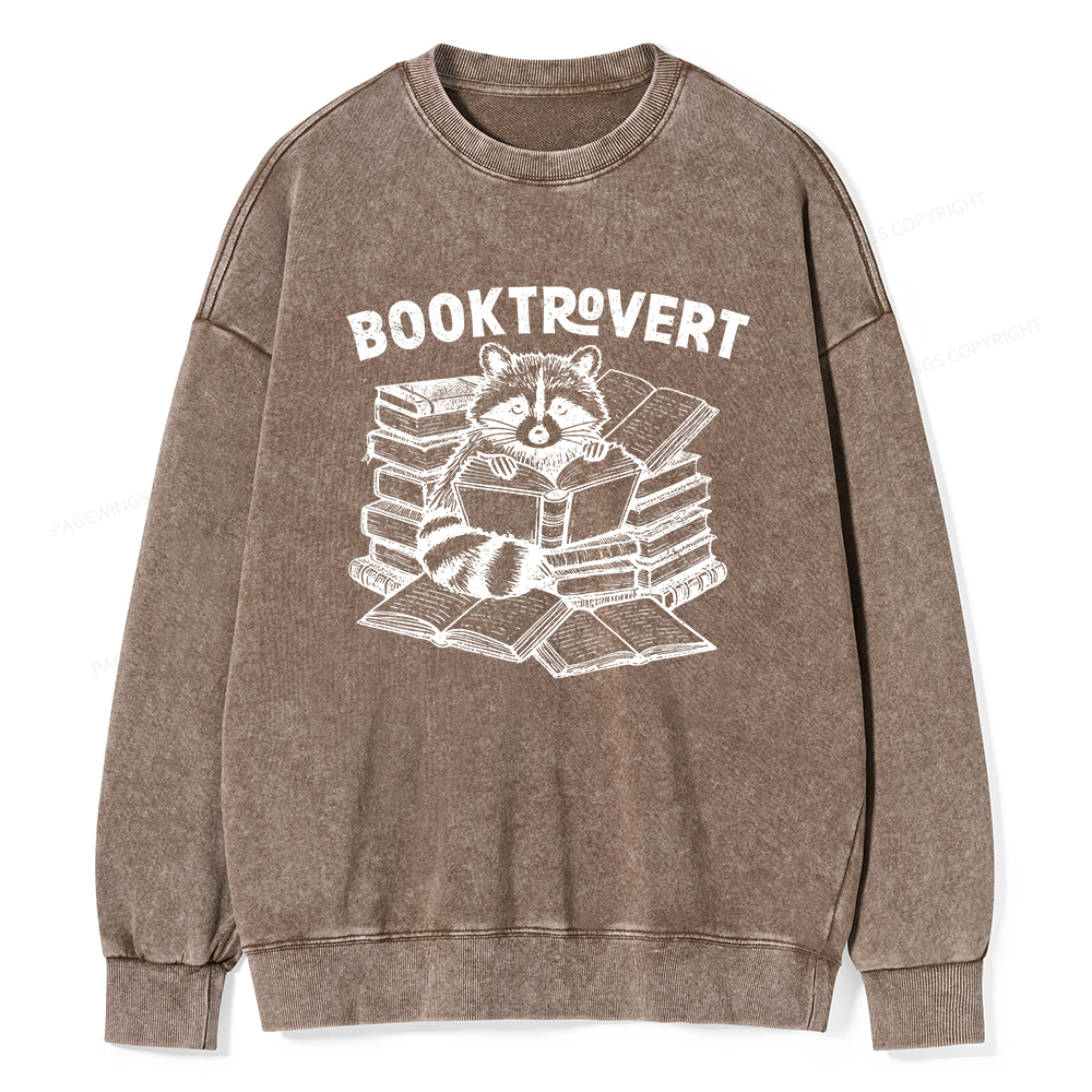 Pagewings  A Raccoon Reading Seriously Unisex Washed Sweatshirt