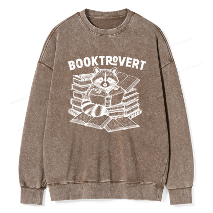 Pagewings  A Raccoon Reading Seriously Unisex Washed Sweatshirt