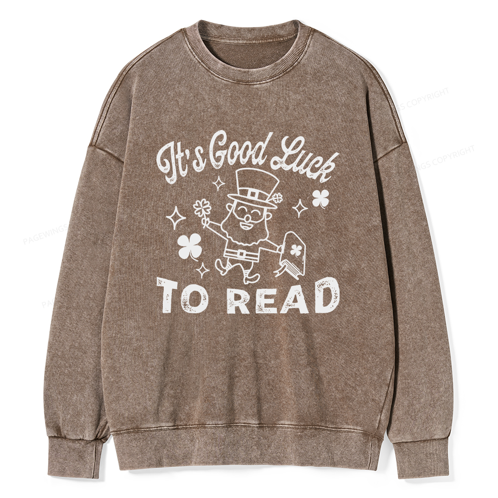 Pagewings  St. Patrick's day Librarian Shirt Library tshirt Unisex Washed Sweatshirt