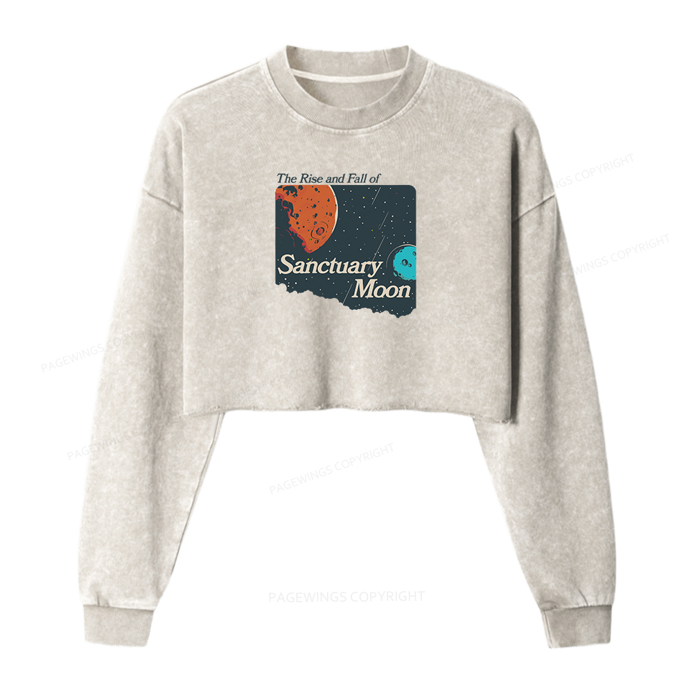 Pagewings Sanctuary Moon Women Washed Crop Sweatshirt