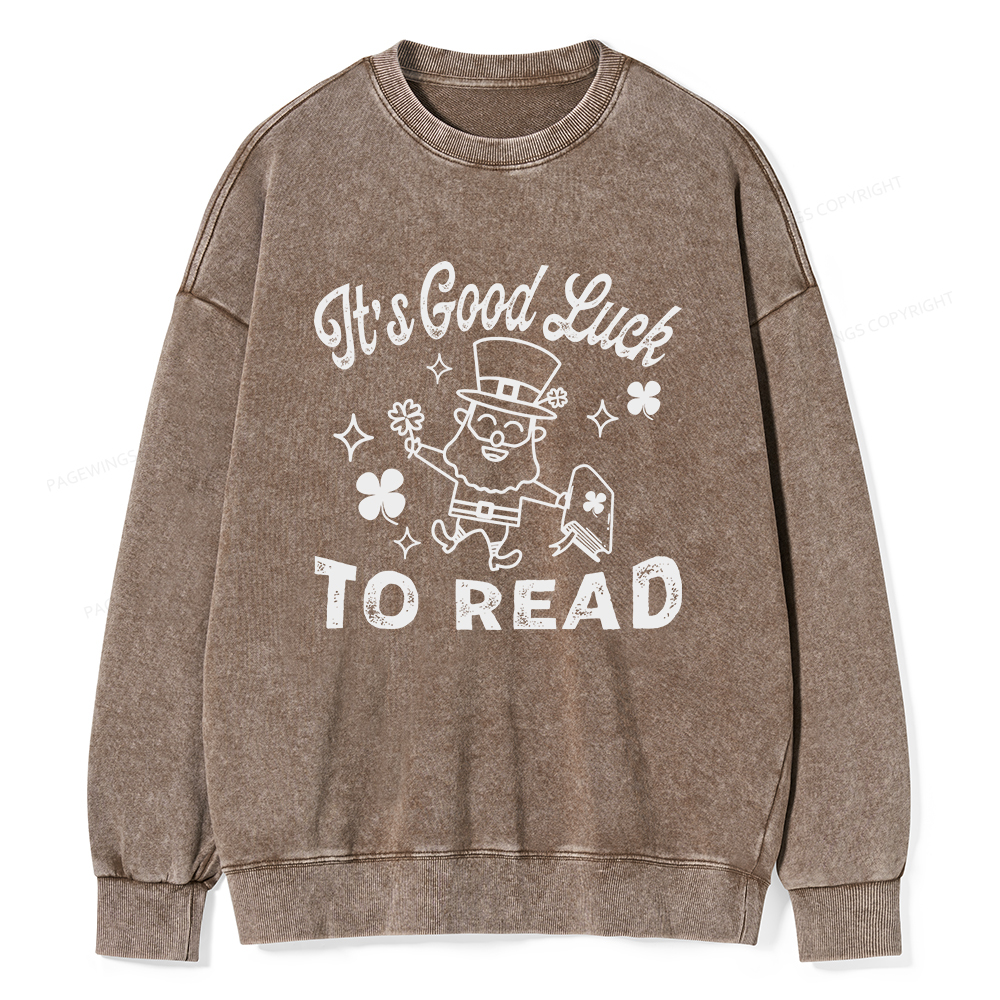 Pagewings  St. Patrick's day Librarian Shirt Library tshirt Unisex Washed Sweatshirt