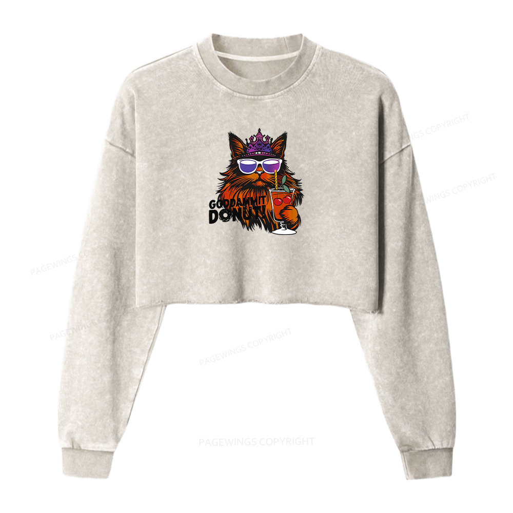 Pagewings Read Sci-Fi Book Women Washed Crop Sweatshirt