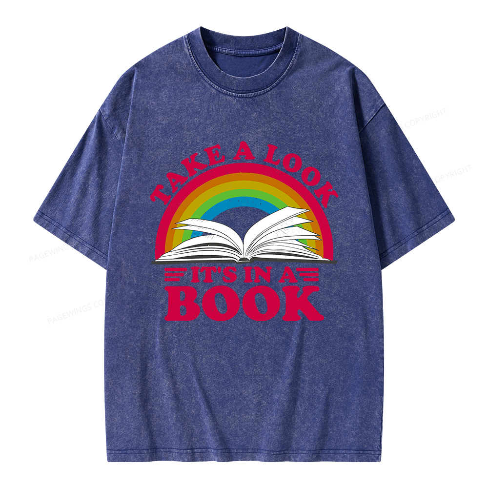 Pagewings Take a Look It's in a Book Unisex Washed T-shirt