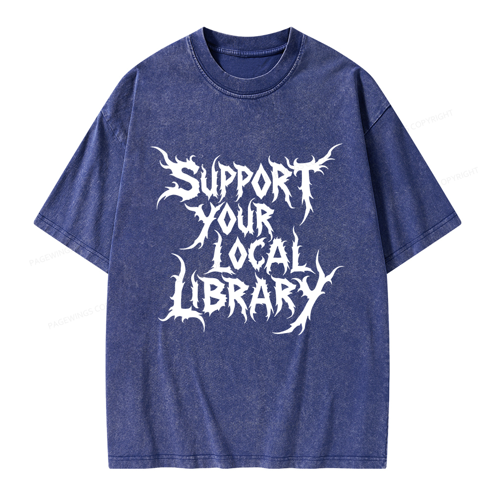 Pagewings Support Your Local Library Unisex Washed T-shirt