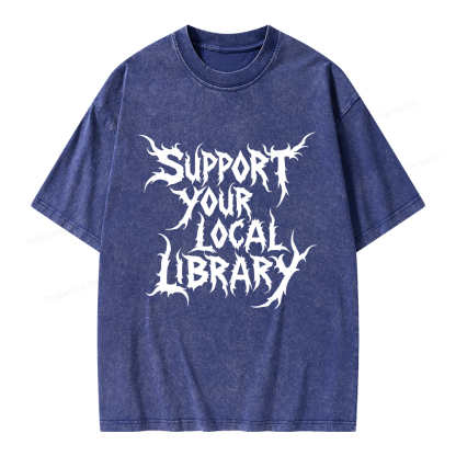 Pagewings Support Your Local Library Unisex Washed T-shirt