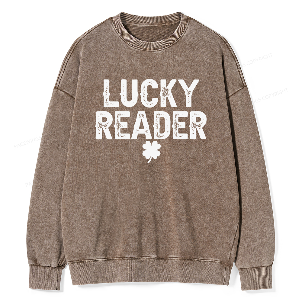 Pagewings Lucky and Lucky Fucker Graphic Tees Unisex Washed Sweatshirt