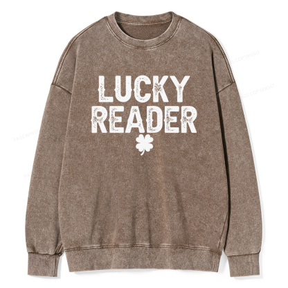 Pagewings Lucky and Lucky Fucker Graphic Tees Unisex Washed Sweatshirt