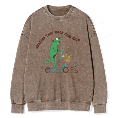 Pagewings Chasing That Book Fair High Unisex Washed Sweatshirt