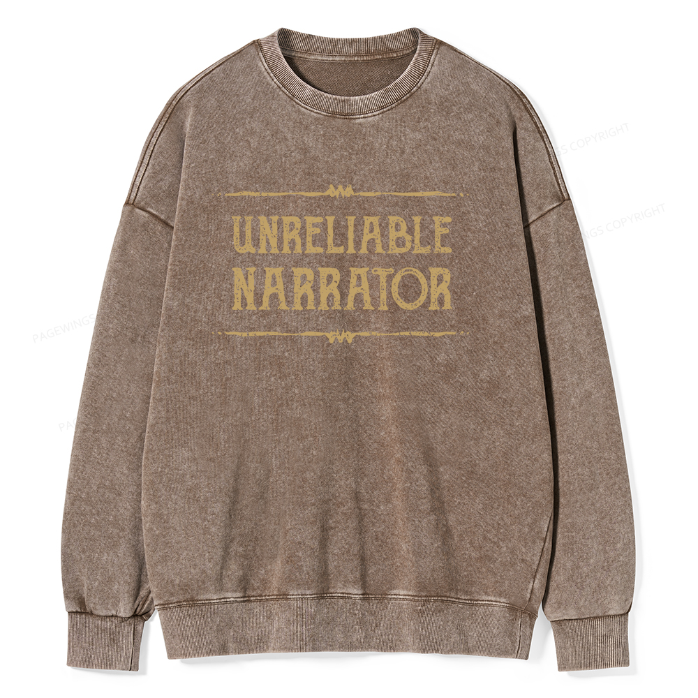 Pagewings Unreliable Narrator Unisex Washed Sweatshirt