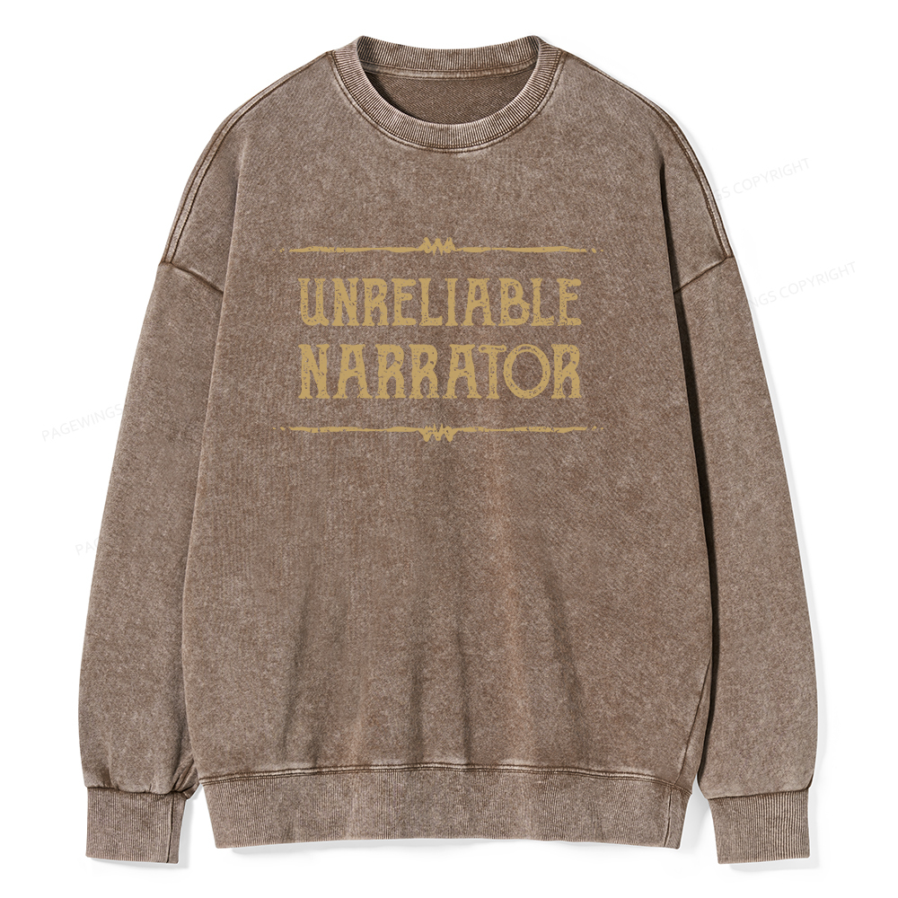 Pagewings Unreliable Narrator Unisex Washed Sweatshirt