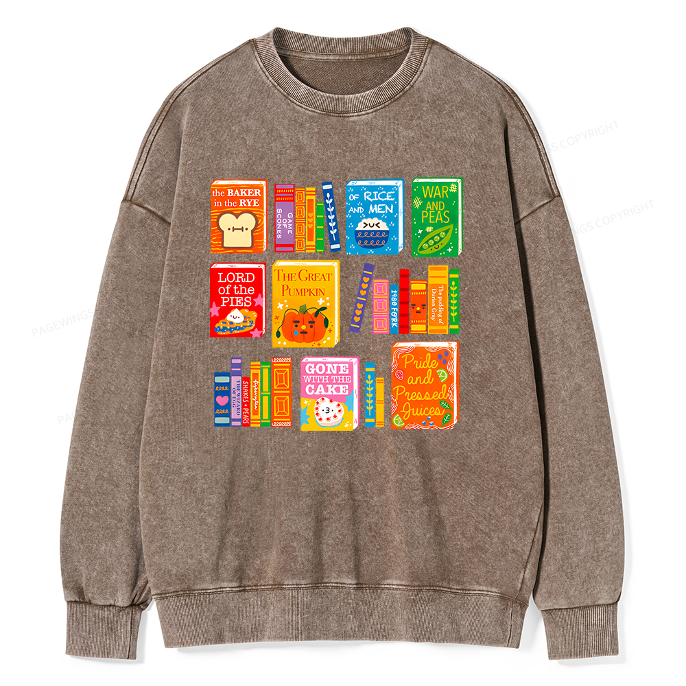 Pagewings Punny Books Unisex Washed Sweatshirt