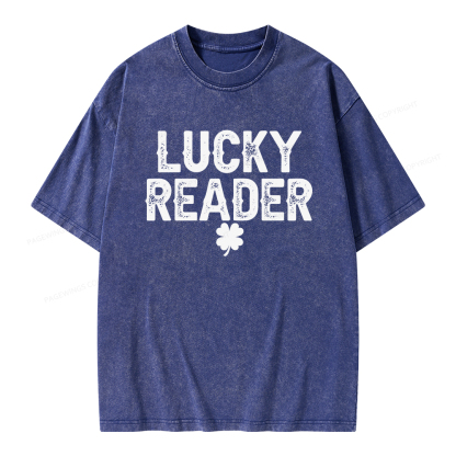 Pagewings Lucky and Lucky Fucker Graphic Tees Unisex Washed T-shirt