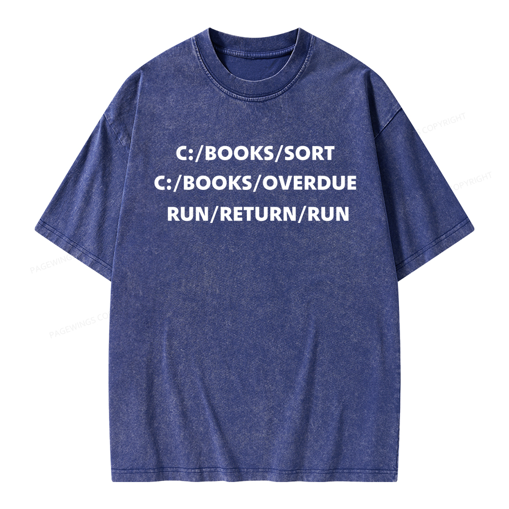 Pagewings Books Sort Books Overdue Unisex Washed T-shirt