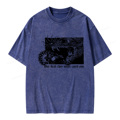 Pagewings But First They Must Catch You Unisex Washed T-shirt