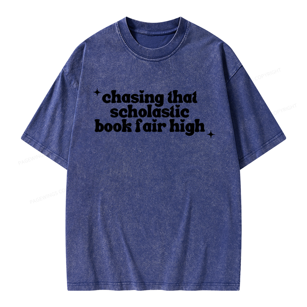Pagewings Chasing That Scholastic Book Fair High Unisex Washed T-shirt