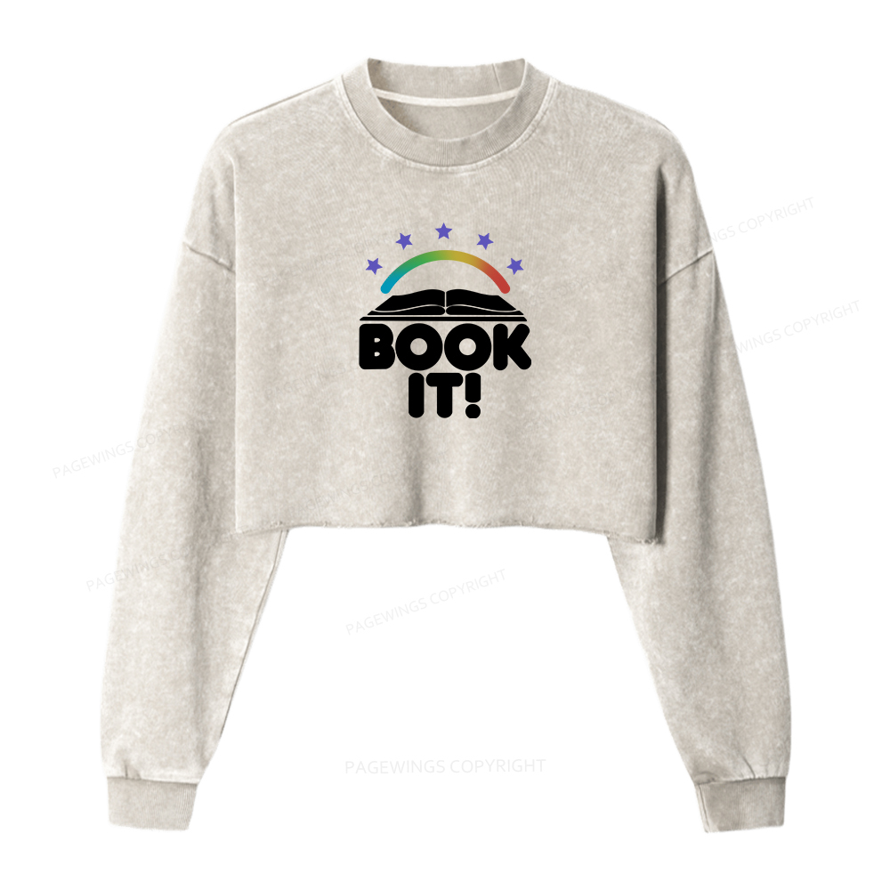 Pagewings Book It Women Washed Crop Sweatshirt