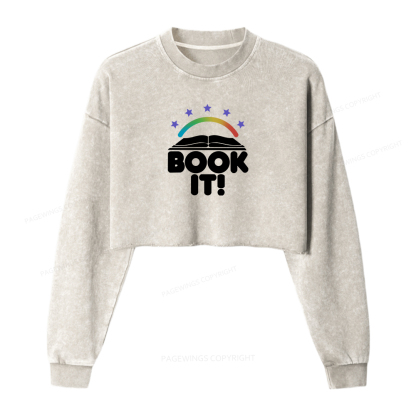 Pagewings Book It Women Washed Crop Sweatshirt