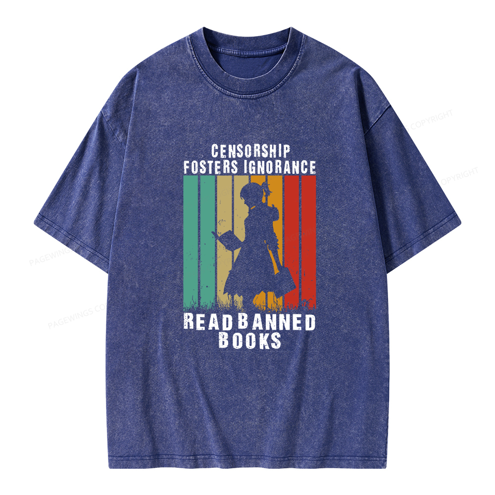 Pagewings Banned Books Vintage T-Shirt Unisex Washed T-shirt