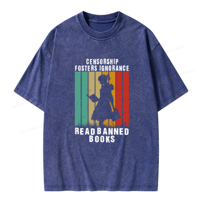 Pagewings Banned Books Vintage T-Shirt Unisex Washed T-shirt
