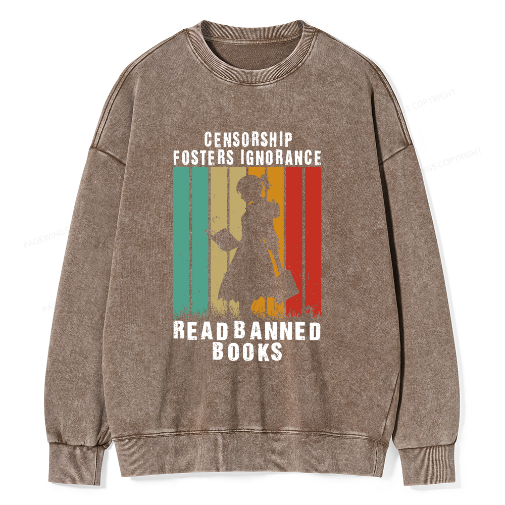 Pagewings Banned Books Vintage T-Shirt Unisex Washed Sweatshirt