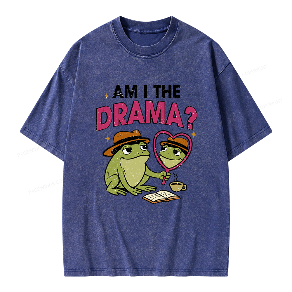 Pagewings Am I The Drama Unisex Washed T-shirt