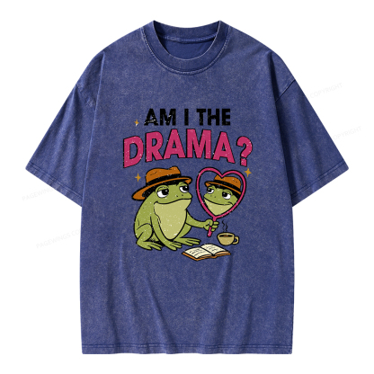 Pagewings Am I The Drama Unisex Washed T-shirt