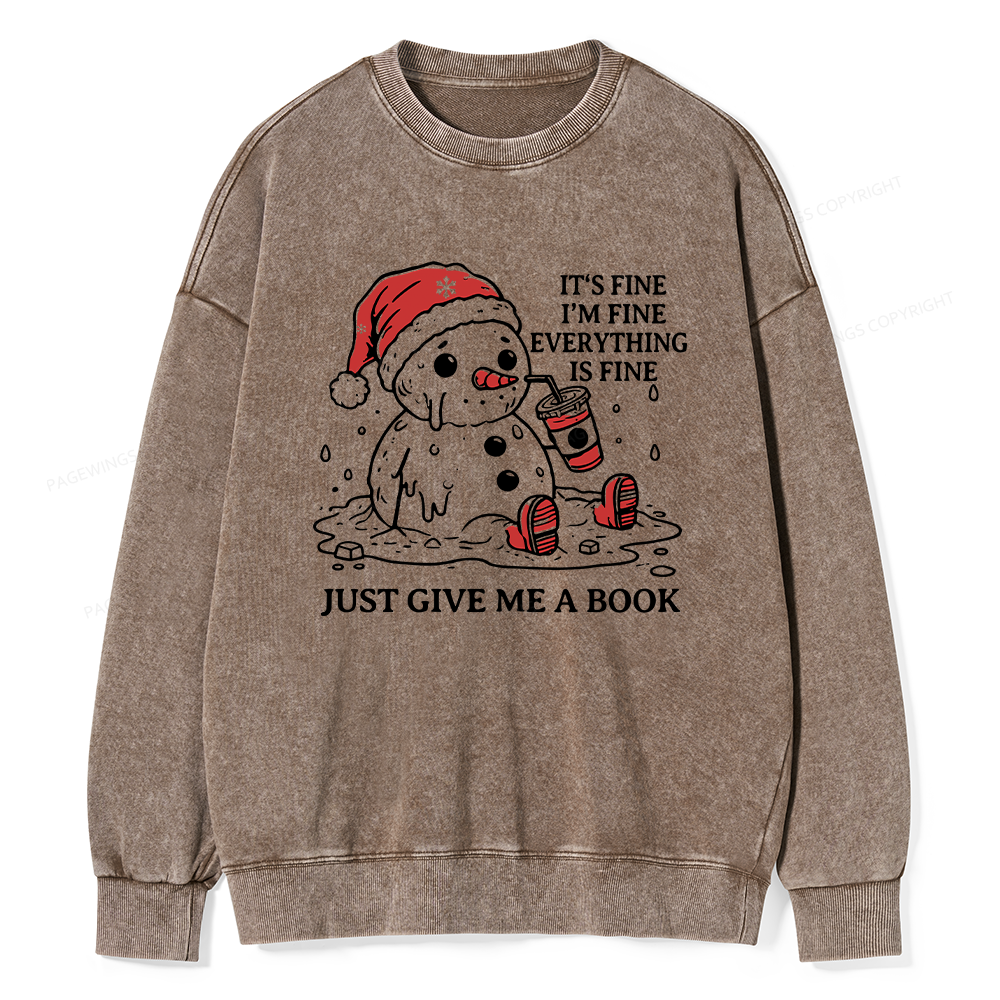Pagewings Just Give Me A Book Unisex Washed Sweatshirt