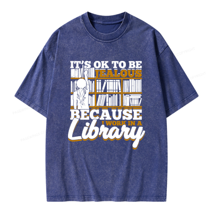 Pagewings Because I Work In A Library Unisex Washed T-shirt