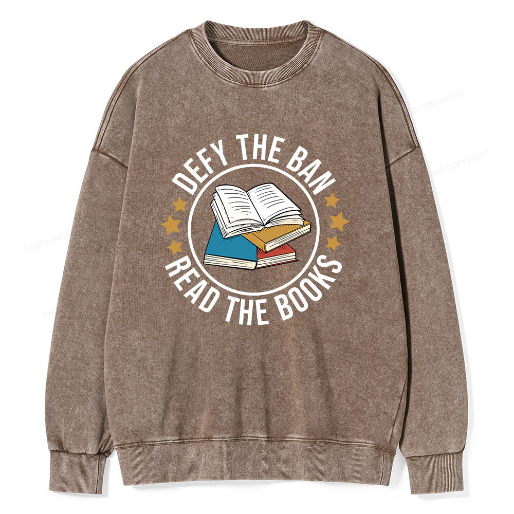 Pagewings Read Banned Books T-Shirt Unisex Washed Sweatshirt