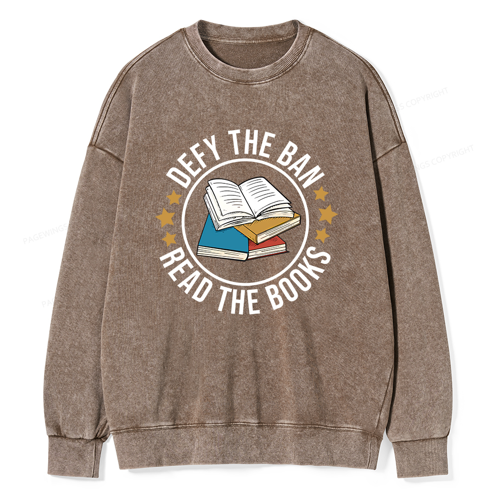 Pagewings Read Banned Books T-Shirt Unisex Washed Sweatshirt