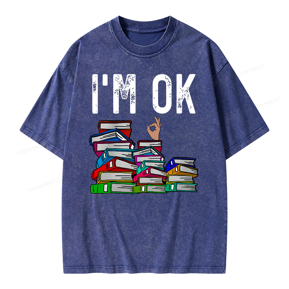 Pagewings Librarian Book Reader Funny Book Lover T Shirts Unisex Washed T-shirt